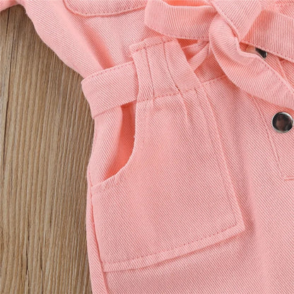 Stylish Girl's V-Neck Cotton Jumpsuit