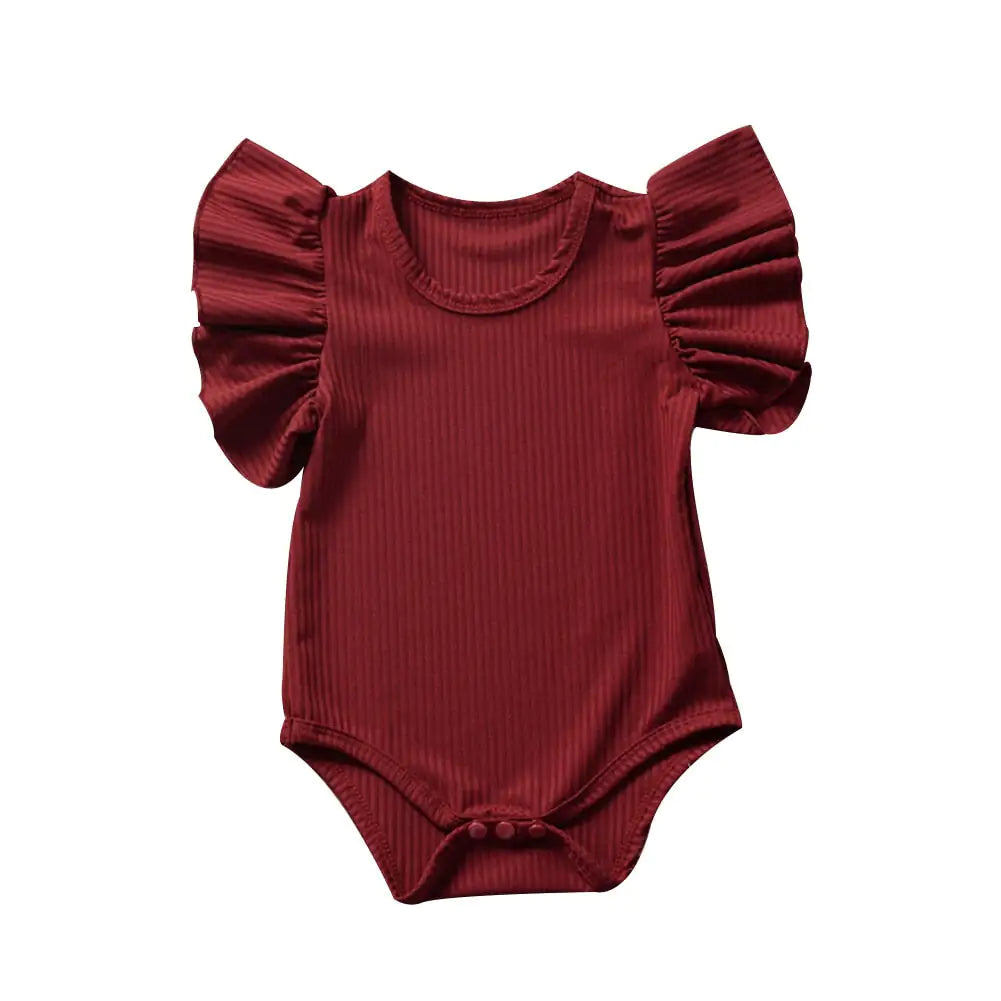 Soft Ruffled Sleeve Baby Girl Bodysuit