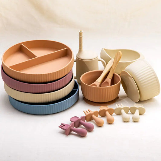 Baby Weaning Silicone Plate Bowl Set with Utensils and Cup
