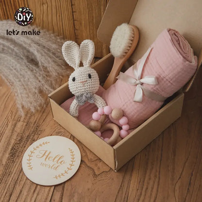 Soft Cotton & Bamboo Baby Gift Set with Blanket and Accessories