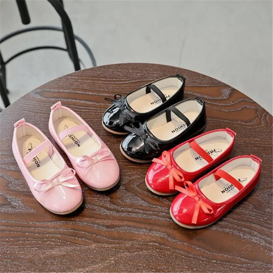 Adorable Baby Flat Shiny Shoes – Comfortable and Stylish Party Footwear