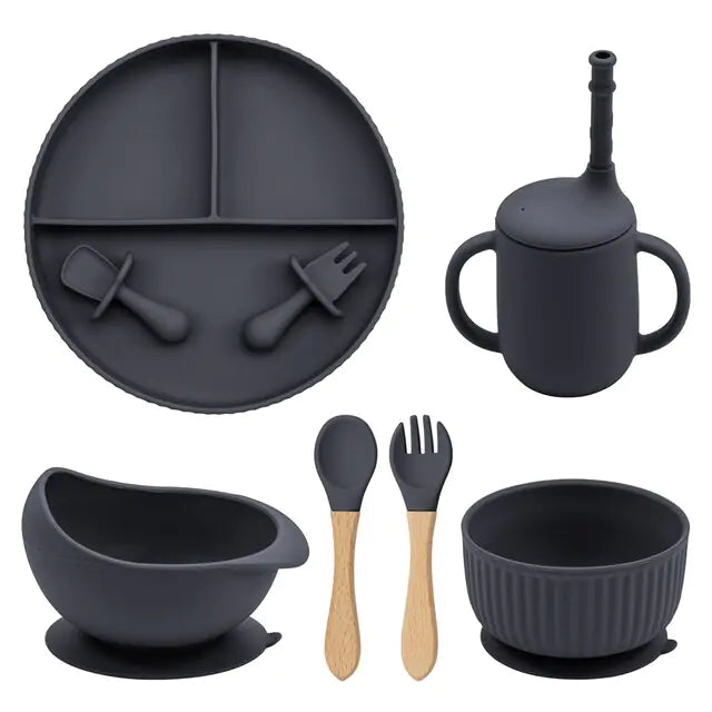 Baby Weaning Silicone Plate Bowl Set with Utensils and Cup