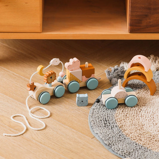 Wooden Building Block Train Toy