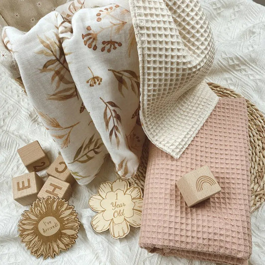 Cotton Waffle Baby Blanket – Soft, Breathable, and Versatile - Size 100x70cm