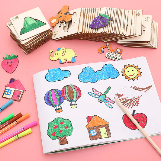 Wooden Drawing Template Set – 20-Piece Creative Art Kit for Kids