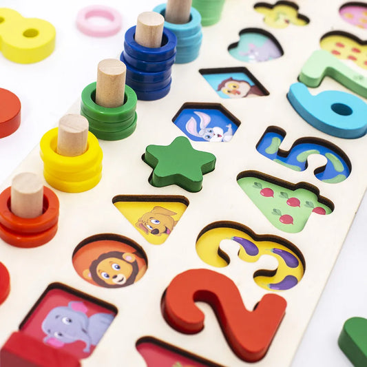 3-in-1 Wooden Matching Puzzle Toy