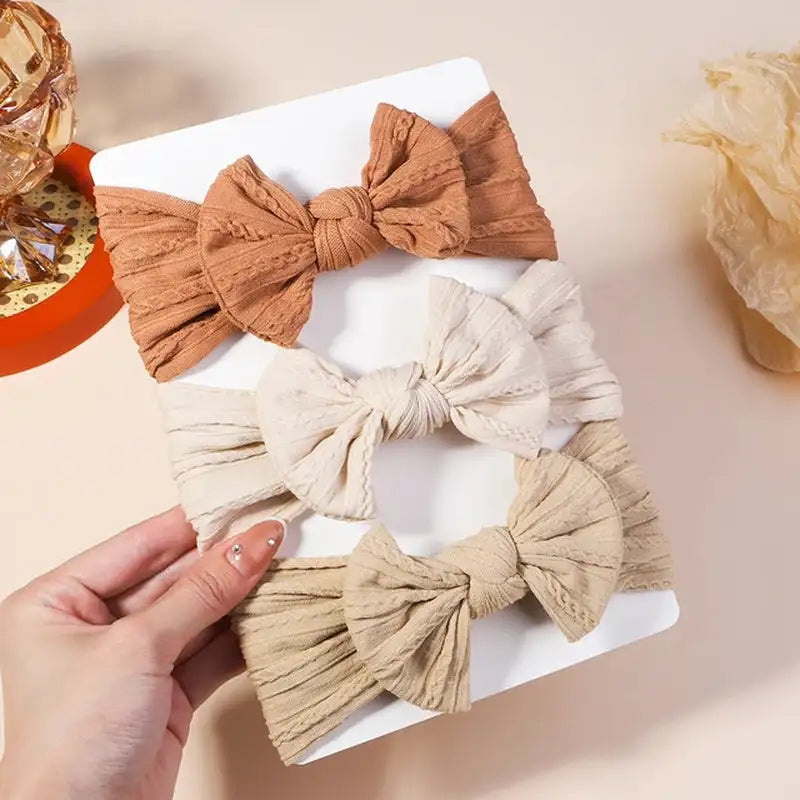 3-Piece Cable Knit Baby Headbands Set for Girls