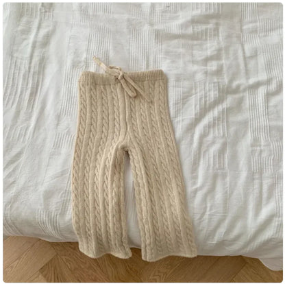 Children's Fried Dough Twists Sweater Solid Colour Set