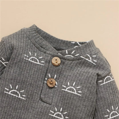 Cozy Cotton Baby Bodysuit & Elastic Pants Set for Boys