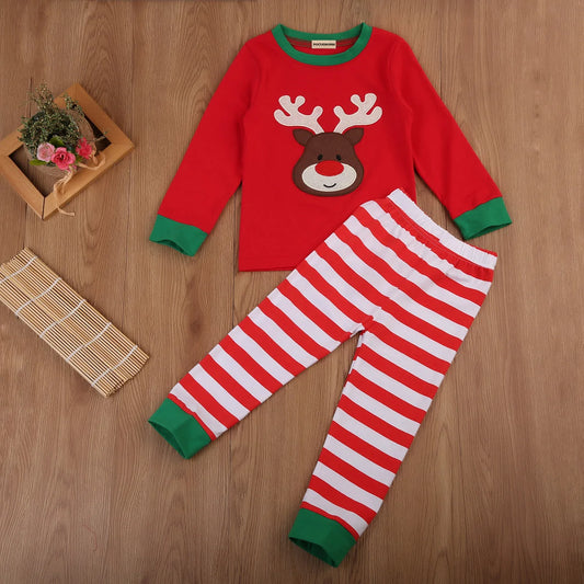 Reindeer Long Sleeve Top and Pants Christmas Set