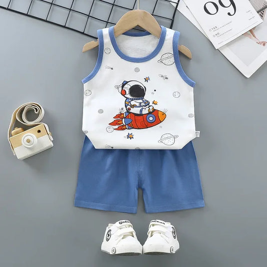 Kids' Summer Cotton Vest and Shorts Set – Stylish and Breathable Outfit for Boys and Girls