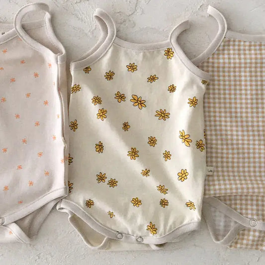 Summer Printed Cotton Sling Romper for Girls