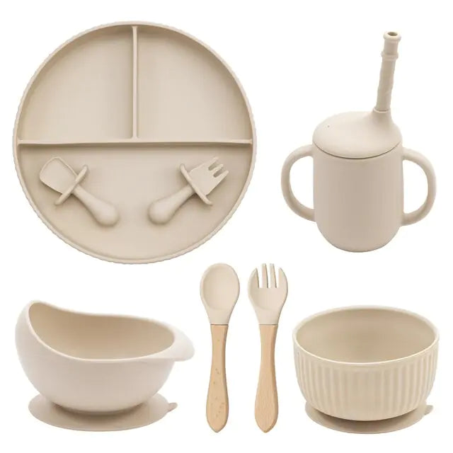 Baby Weaning Silicone Plate Bowl Set with Utensils and Cup