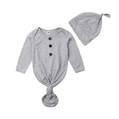 Newborn Baby Sleeper Nightgown with Matching Hat