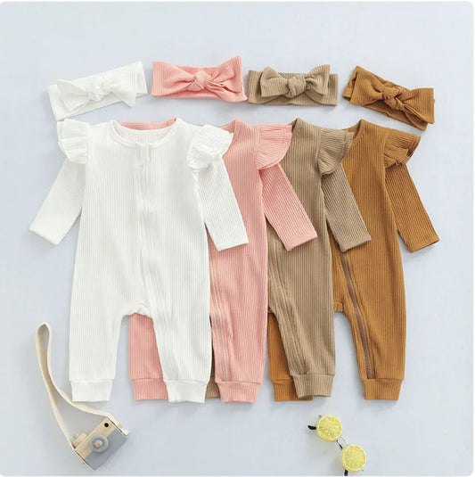 Premium Cotton Baby Romper with Matching Headband