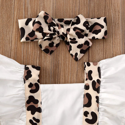 Baby Girl Leopard Romper Set with Headband (0–24 Months)