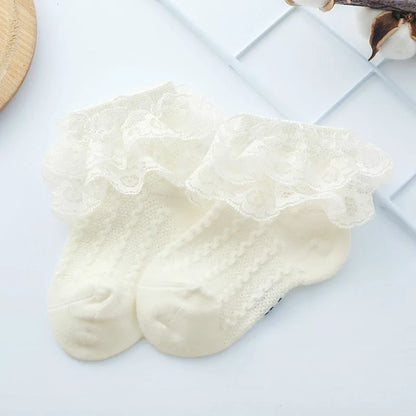 Ruffled Lace Ankle Socks for Girls