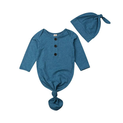 Newborn Baby Sleeper Nightgown with Matching Hat