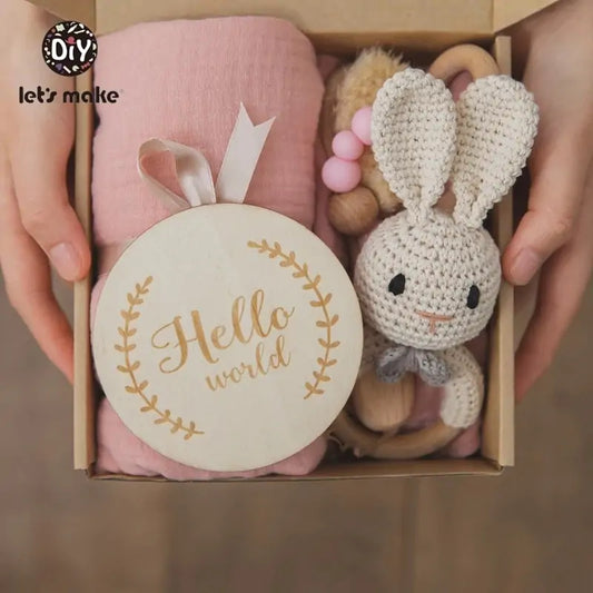 Soft Cotton & Bamboo Baby Gift Set with Blanket and Accessories