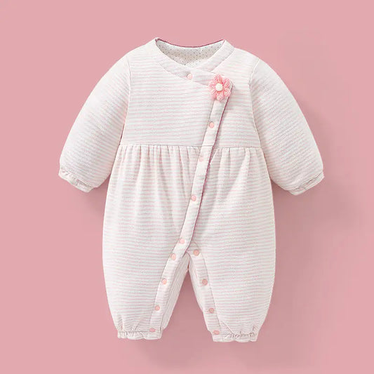 Newborn Baby Cotton Jumpsuit – Soft and Cozy Winter Sleepwear for Girls