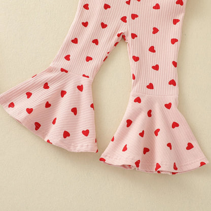 Baby Love Heart Print Romper for Girls