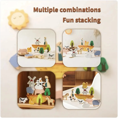 Children's Farm Animal Puzzle Stacking Blocks