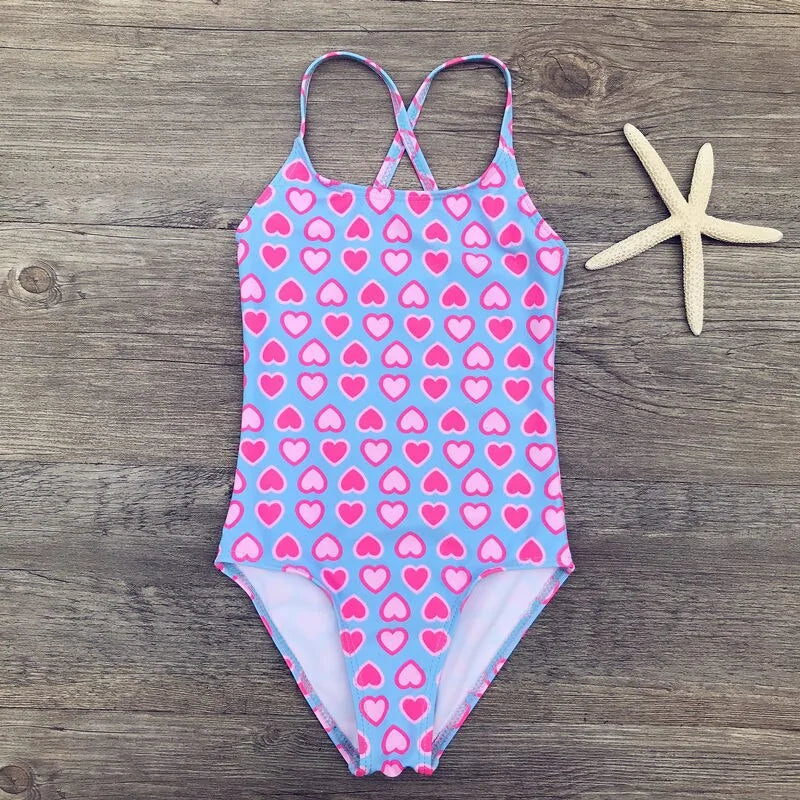 Enchanting Embroidery Kids One-Piece Swimsuit
