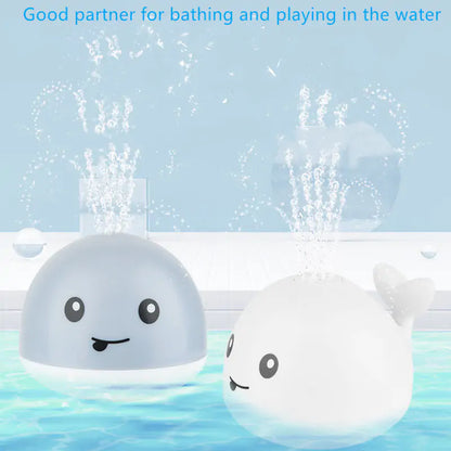 Baby Shower Whale Induction Water Spray Toy – White & Grey