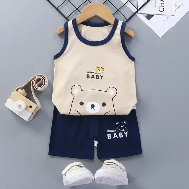 Kids' Summer Cotton Vest and Shorts Set – Stylish and Breathable Outfit for Boys and Girls