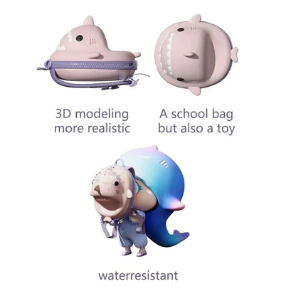 Children's Cartoon Shark Backpack – Fun, Durable, and Waterproof