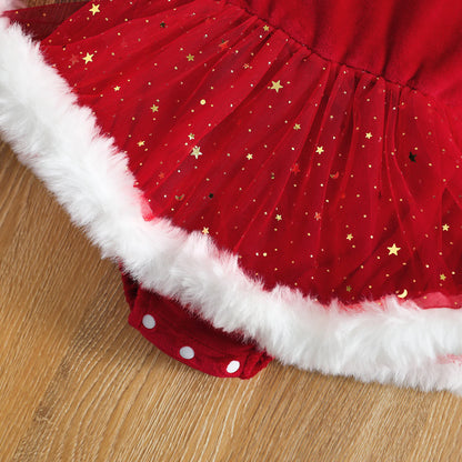 Star & Moon Holiday Baby Romper Set – Includes Matching Headband