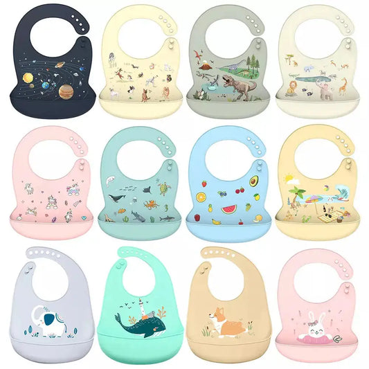 Silicone Baby Bib with Adjustable Neck Strap