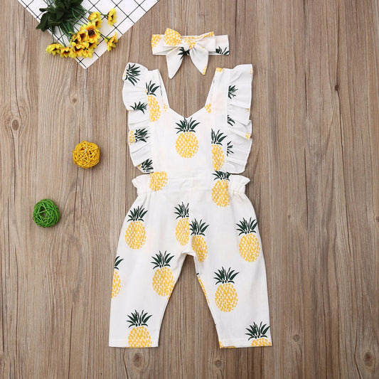 Tropical Vibes Pineapple Romper Set for Girls