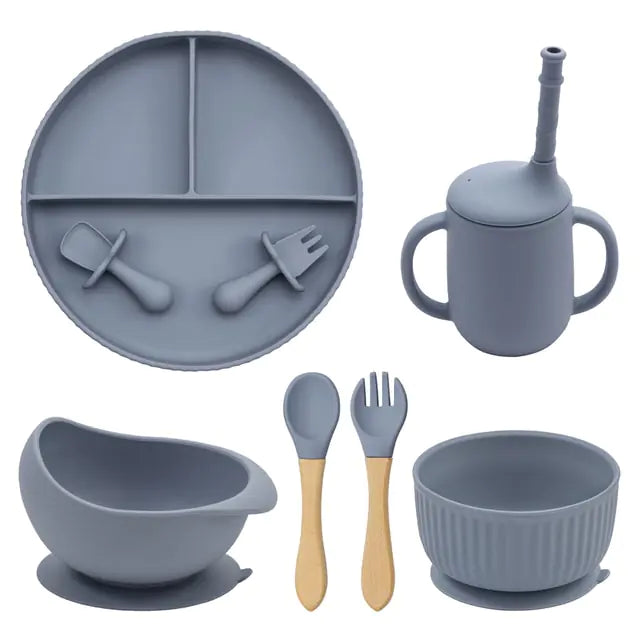 Baby Weaning Silicone Plate Bowl Set with Utensils and Cup