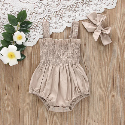 Sweet Summer Jumpsuit and Bow Set for Girls