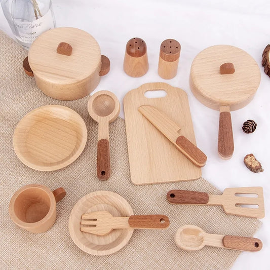 Log Wooden Kitchen Toy for Imaginative Play