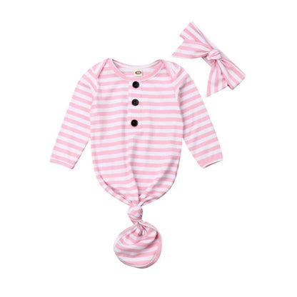 Newborn Baby Sleeper Nightgown with Matching Hat