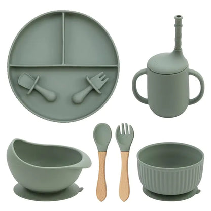 Baby Weaning Silicone Plate Bowl Set with Utensils and Cup