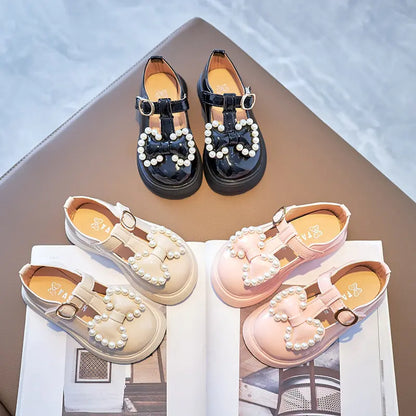 Pearl Bow Princess Shoes – Elegant and Comfortable Footwear for Little Girls