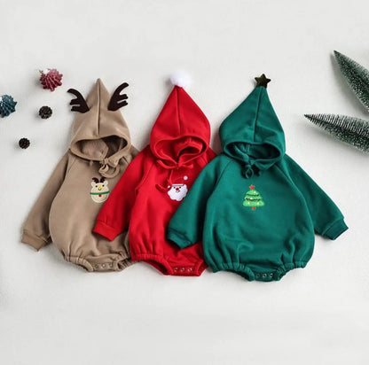 Festive Santa Clause Baby Romper and Hat