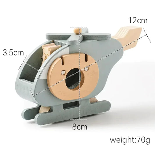 Wooden Helicopter and Ball Boat Educational Toy Set