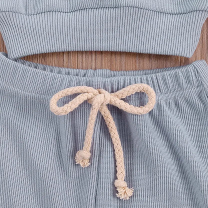 Newborn Baby Clothes Set with Rainbow Embroidery Top and Drawstring Pants