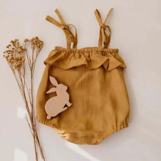 Ruffle-Trimmed Solid Colour Summer Romper