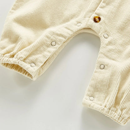 Autumn Baby Jumpsuit with Turn-Down Collar