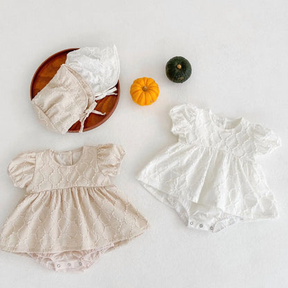 Royal Elegance Jacquard Bubble Short Sleeve Romper
