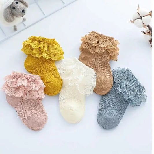 Ruffled Lace Ankle Socks for Girls