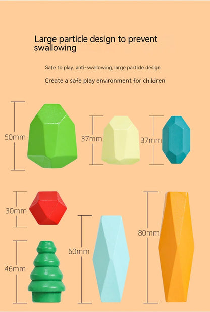 Wooden Rainbow Stones Building Blocks – Montessori Educational Toy for Kids