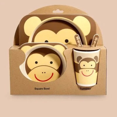 Children's Eco-Friendly Bamboo Fiber Dish Set with Cartoon Designs