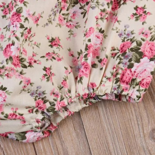 Baby Girl Floral Romper – Soft, Breathable & Easy Snap Closure