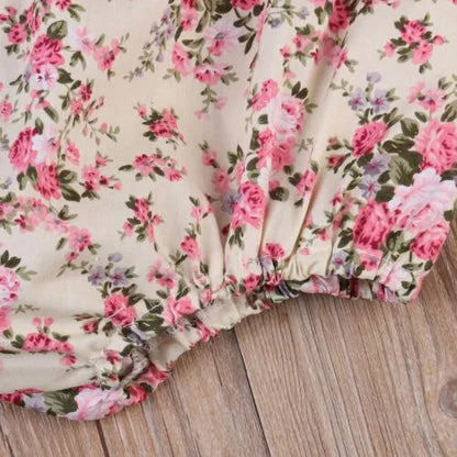 Baby Girl Floral Romper – Soft, Breathable & Easy Snap Closure